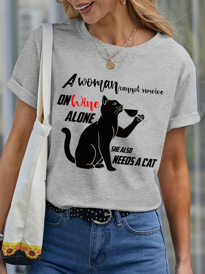 Lilicloth X Y A Women Cannot Survive On Wine Alone She Also Needs A Cat Women's T-Shirt