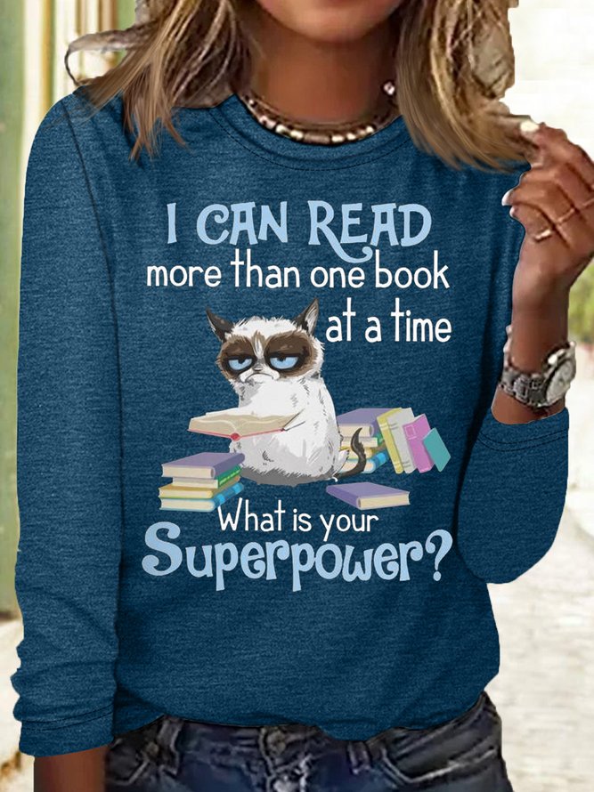 Women's I Can Read More Than One Book At A Time Letters Casual Shirt