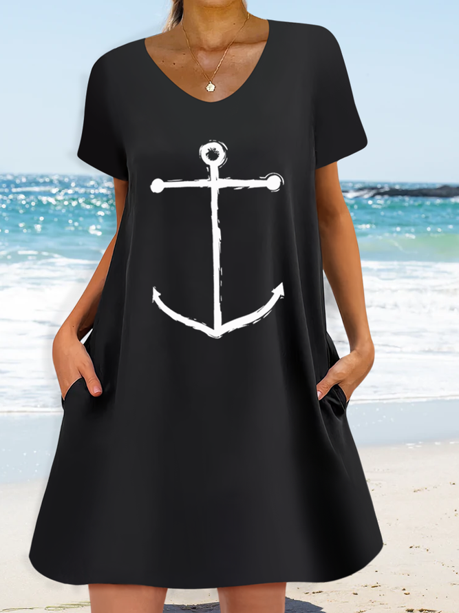 Women's Sea Anchor Loose Casual Dress