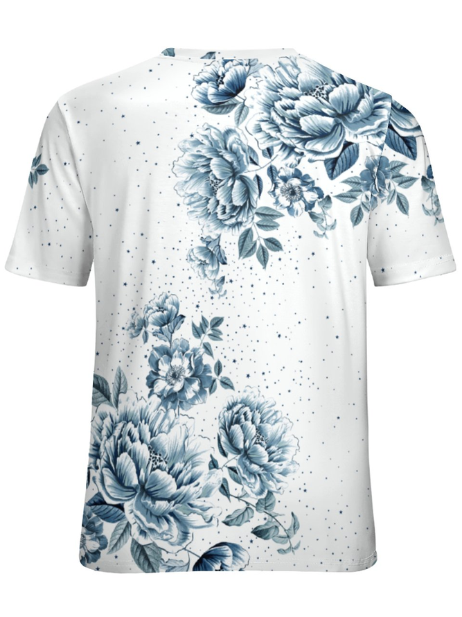 Women's Crew Neck Simple Floral Loose T-Shirt