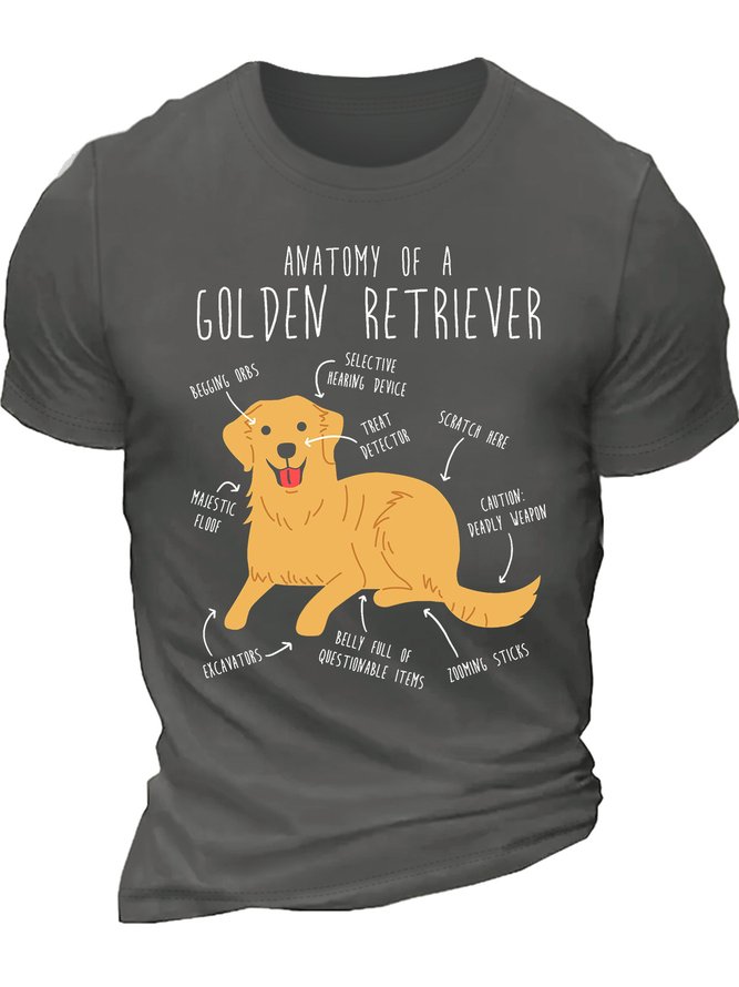 Men’s Anatomy Of A Golden Retriever Crew Neck Casual Regular Fit T-Shirt