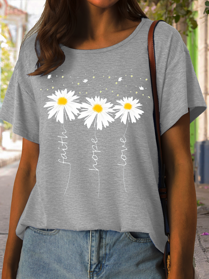 Women's Faith Hope Casual Daisy T-Shirt