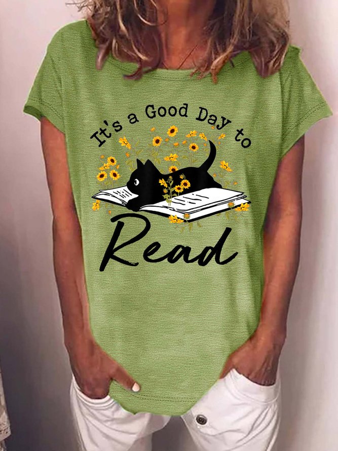 Women’s It’s A Good Day To Read Casual Cotton Loose T-Shirt