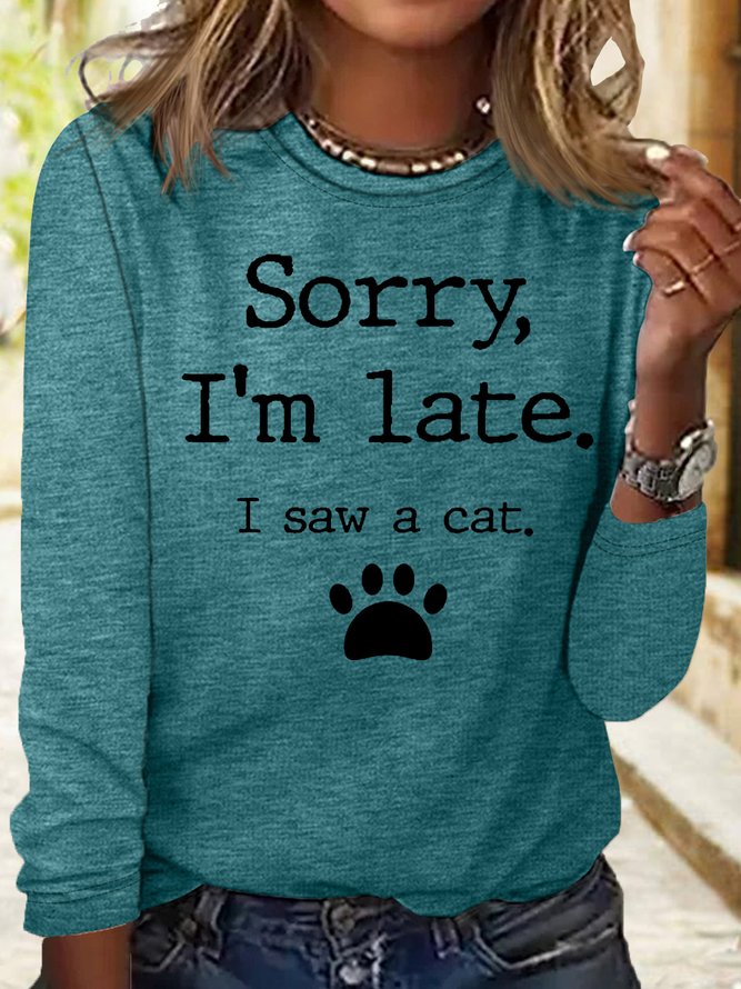 Women's Cat Lover Casual Crew Neck T-Shirt
