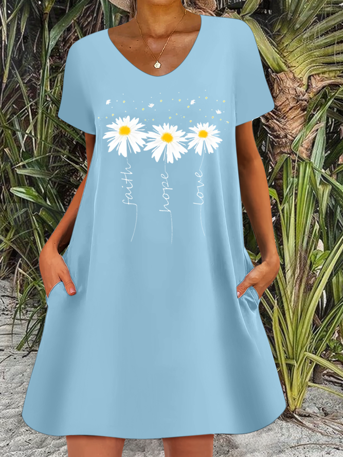 Women's Faith Hope Loose Daisy Casual Dress