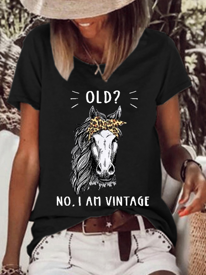 Women's Funny Old? No I'M Vintage Casual Text Letters Loose T-Shirt