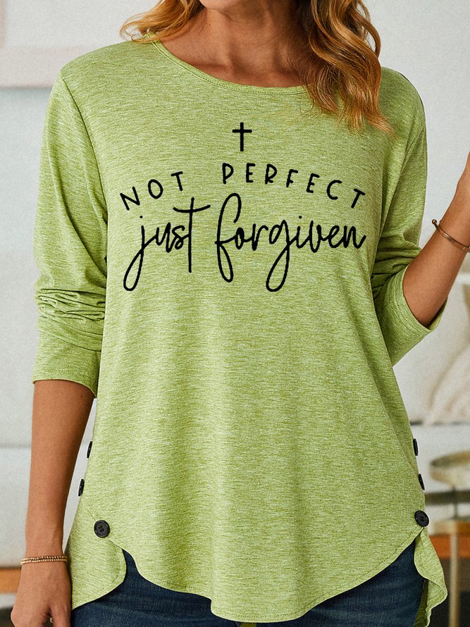 Women's Not Perfect Just Forgiven Casual Long-Sleeve Crew Neck Shirt