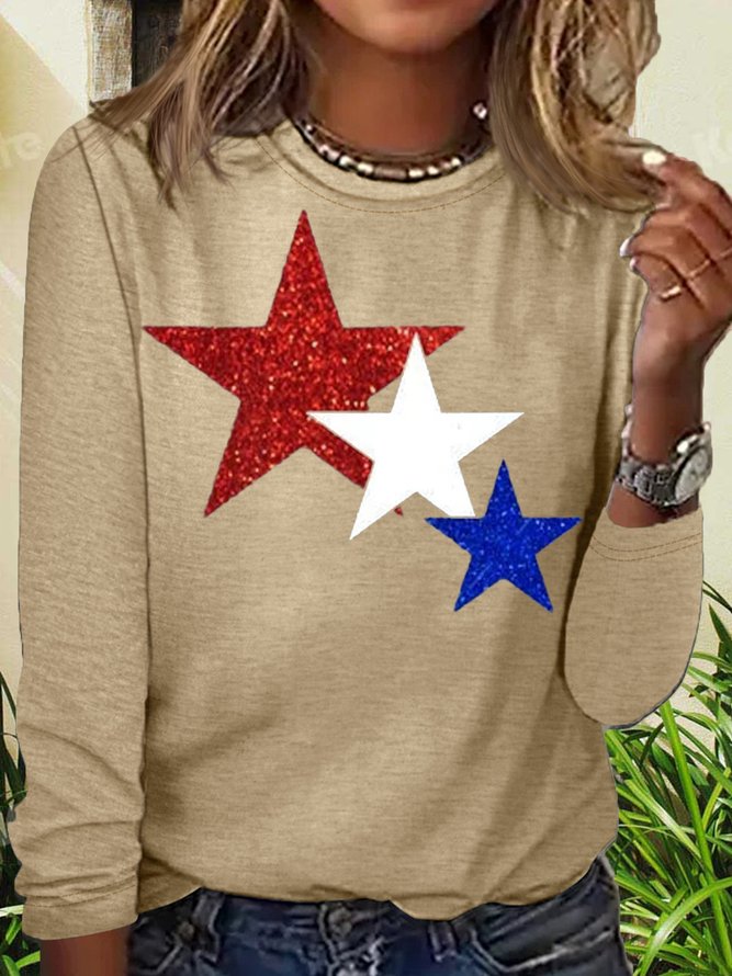 Women's star glitter Flag Casual Shirt
