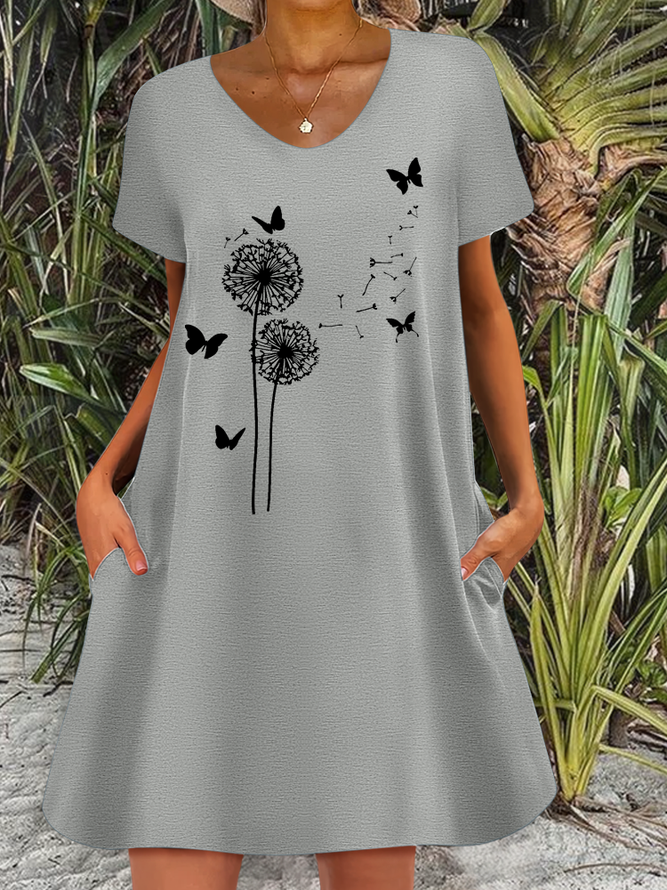 Women's Dandelion Print Casual Dress