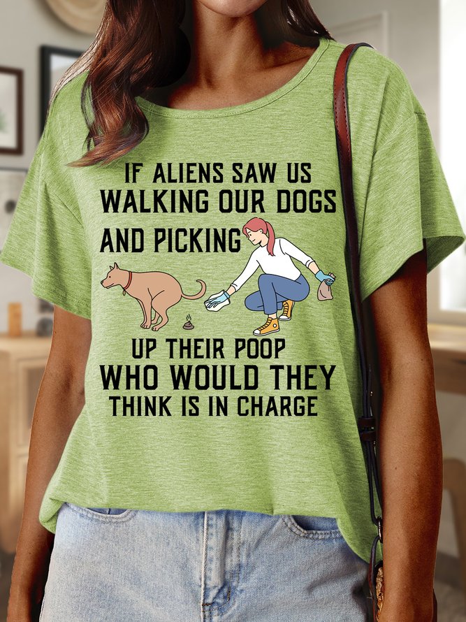 Lilicloth X Manikvskhan If Aliens Saw Us Walking Our Dogs And Picking Up Their Poop Women's T-Shirt
