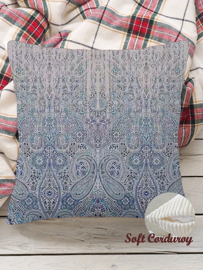 18*18 Throw Pillow Covers,Vintage Print Soft Corduroy Cushion Pillowcase Case For Living Room