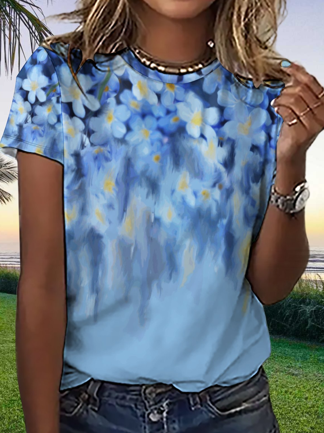 Lilicloth x Iqs Blue Floral Women's T-Shirt