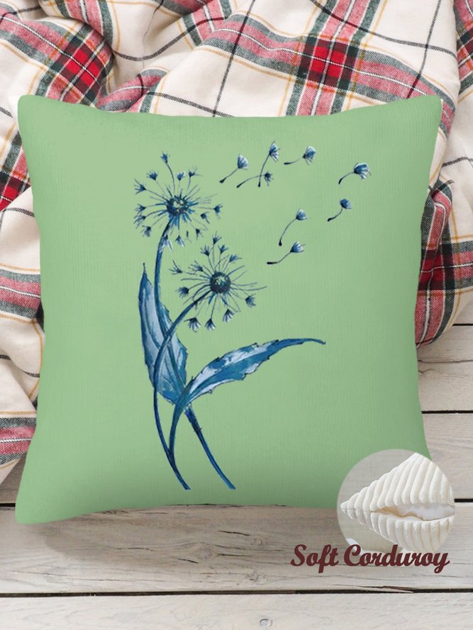 18*18 Throw Pillow Covers, Dandelion Soft Corduroy Cushion Pillowcase Case For Living Room