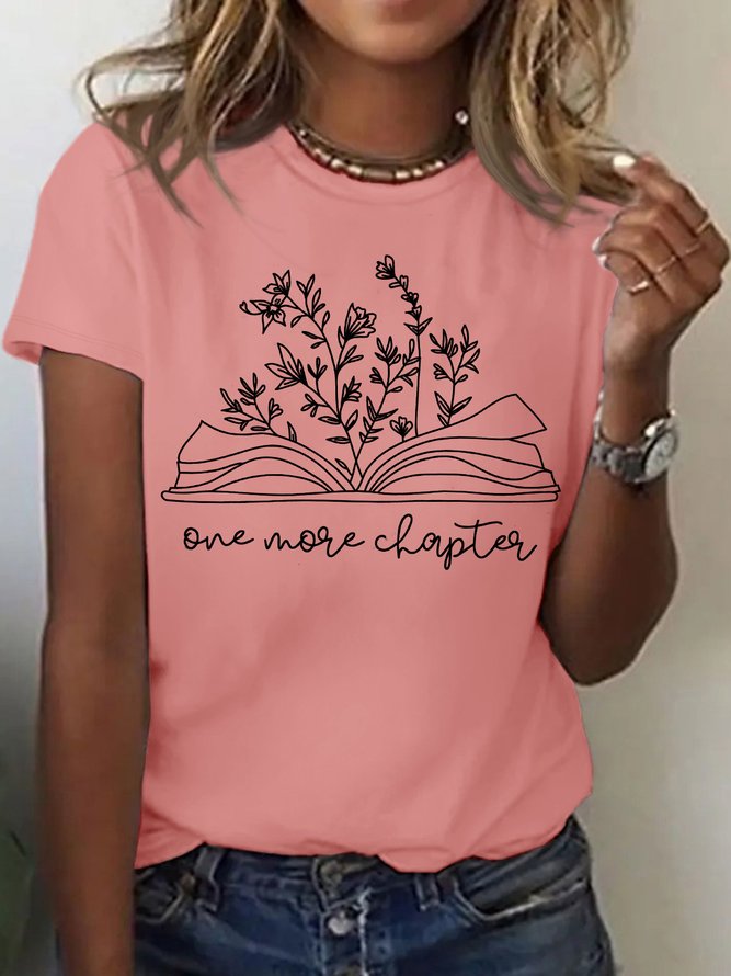 Women's One More Chapter Book Lover Funny Graphic Printing Casual Text Letters Cotton Loose T-Shirt