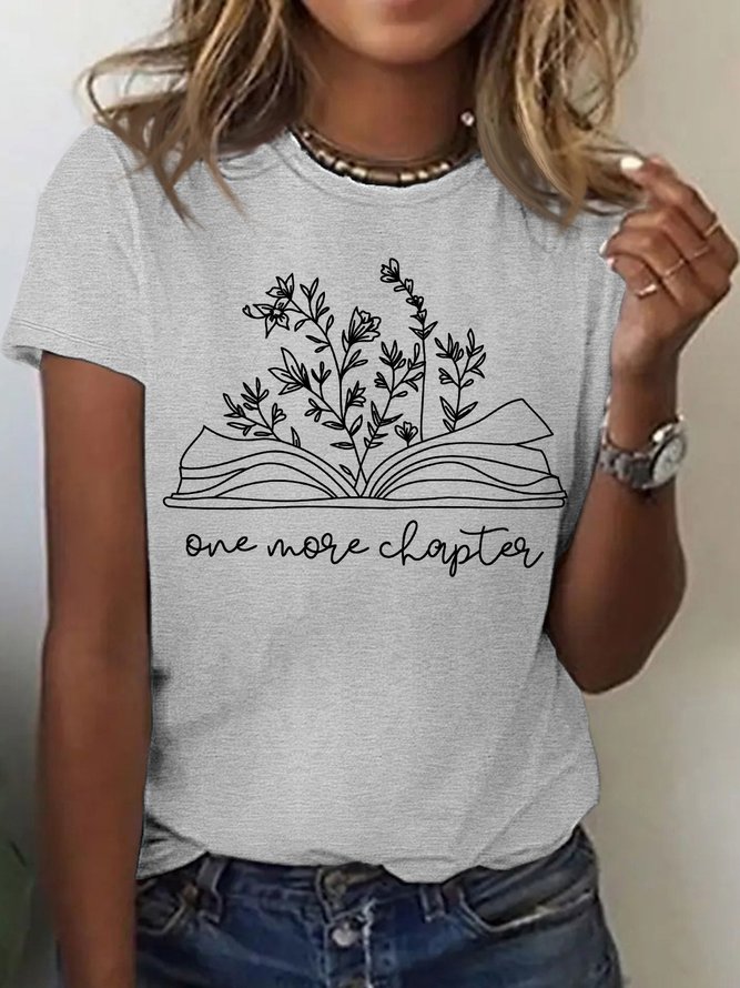 Women's One More Chapter Book Lover Funny Graphic Printing Casual Text Letters Cotton Loose T-Shirt