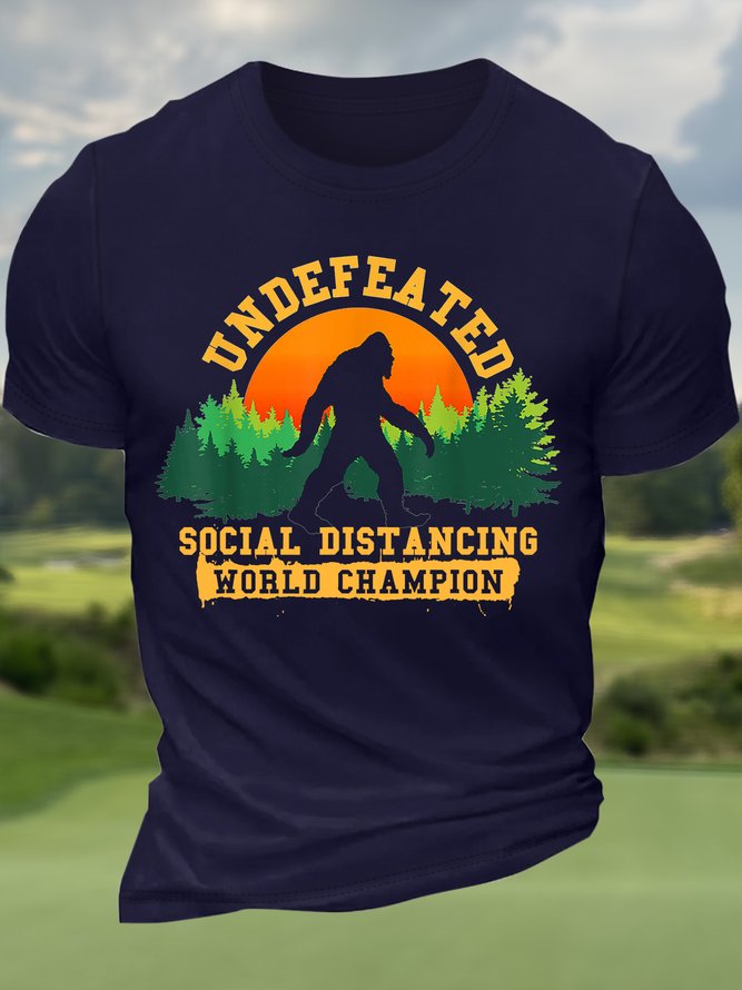 Men’s Undefeated Social Distancing World Champion Crew Neck Casual T-Shirt