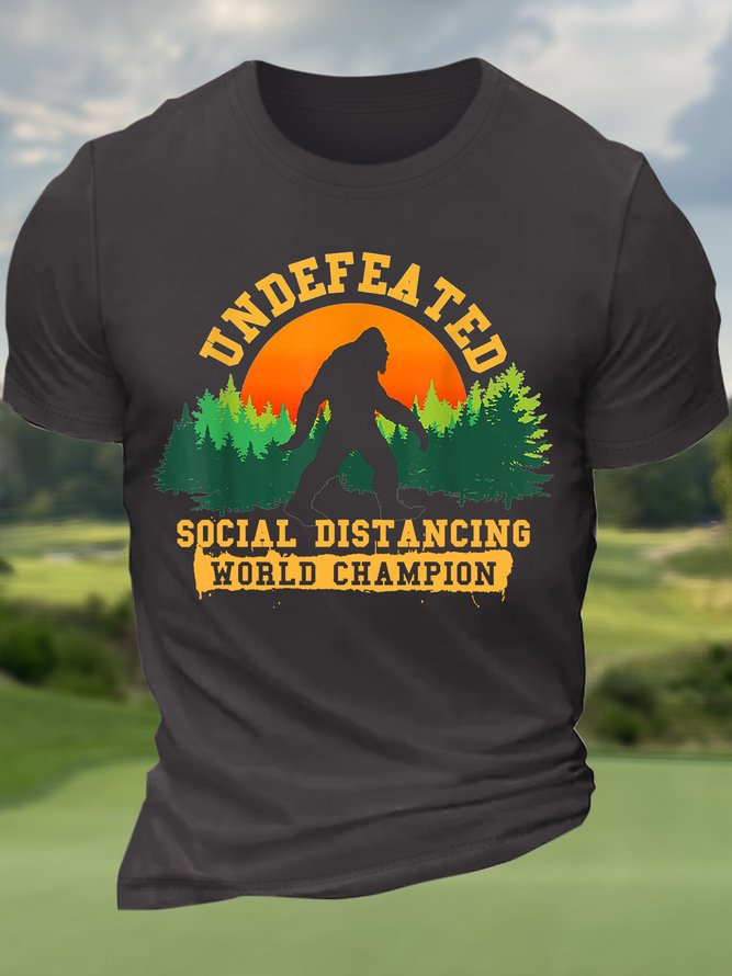 Men’s Undefeated Social Distancing World Champion Crew Neck Casual T-Shirt
