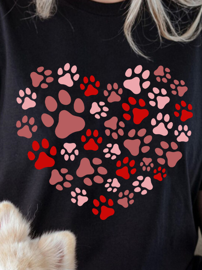 Lilicloth X Funnpaw Women's Dog Lover Paw Heart Crew Neck T-Shirt