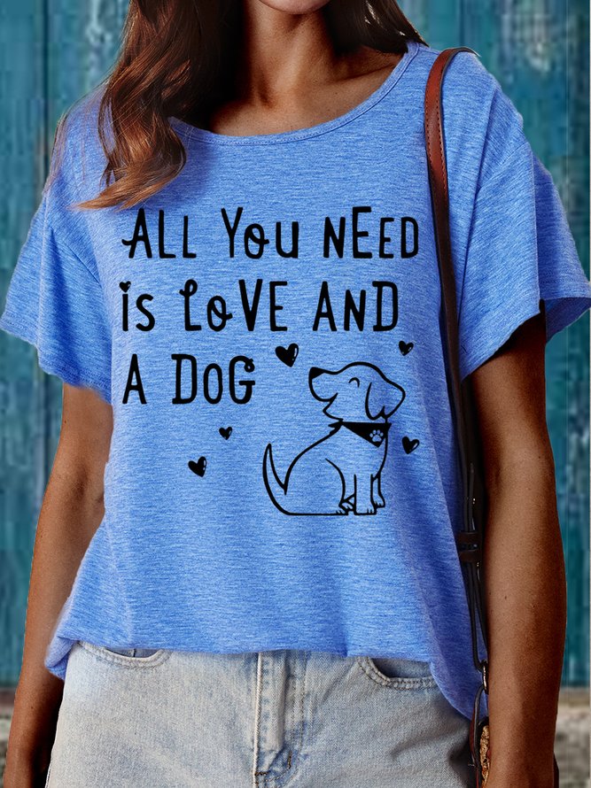 Women's Dog Lover Casual Crew Neck T-Shirt