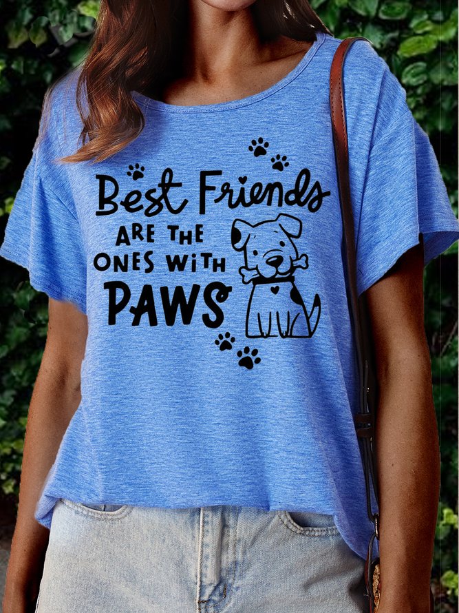 Women's Dog Lover Letters Crew Neck Casual T-Shirt