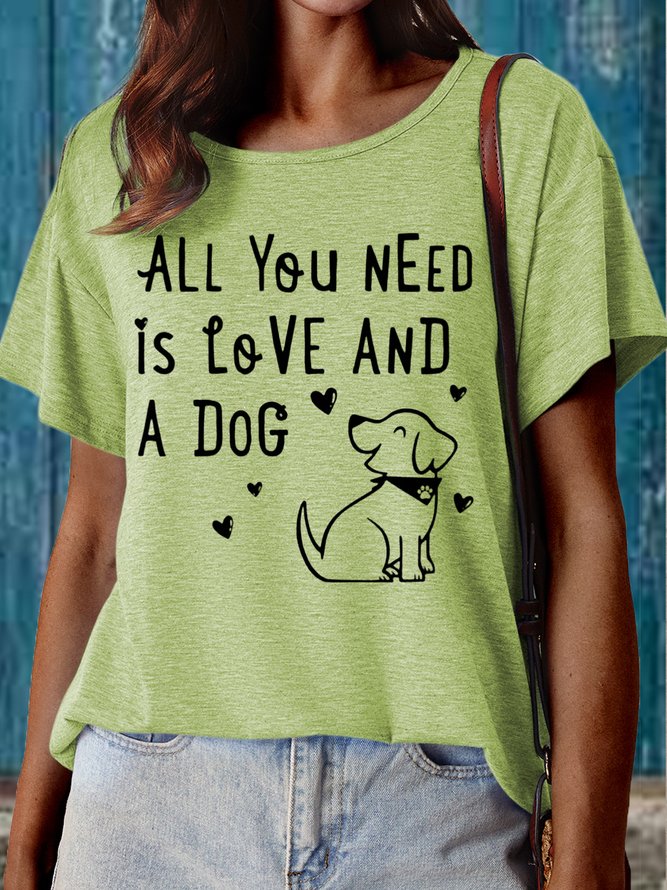 Women's Dog Lover Casual Crew Neck T-Shirt