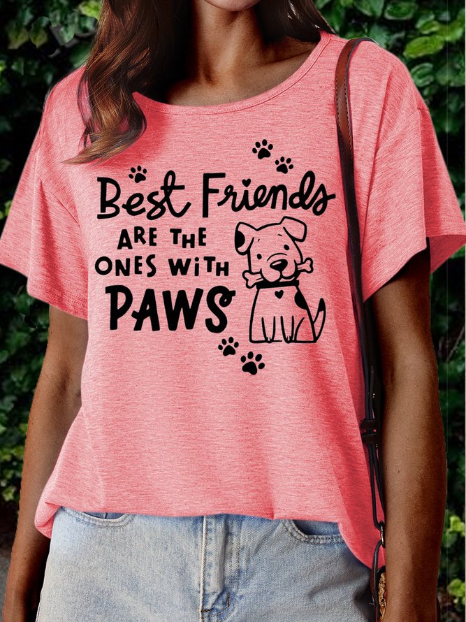 Women's Dog Lover Letters Crew Neck Casual T-Shirt