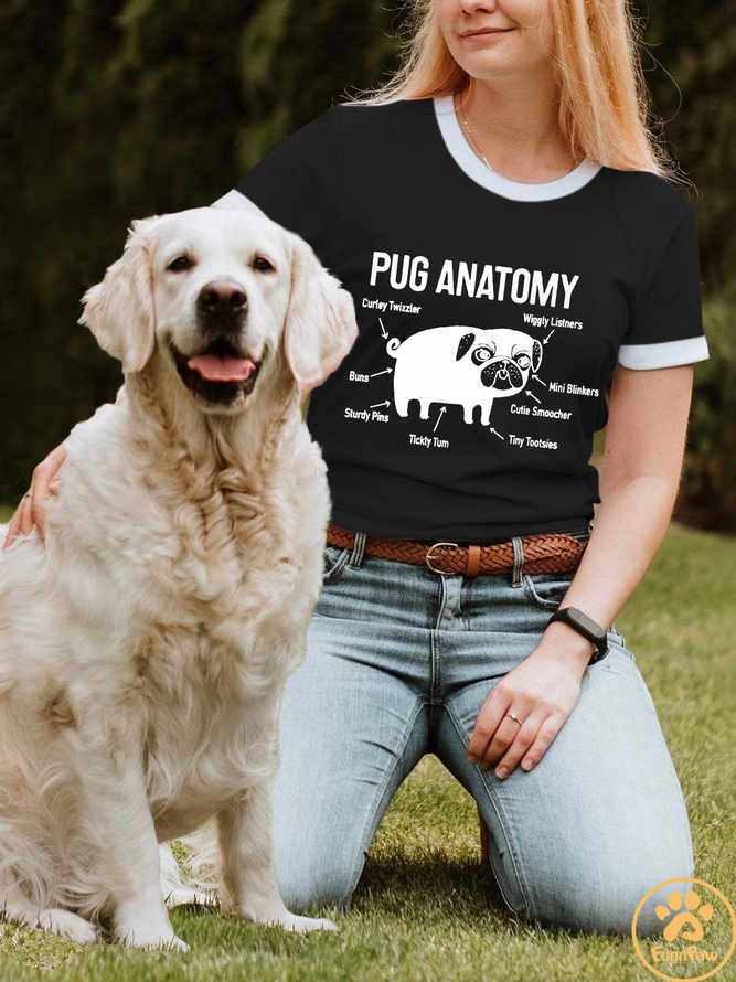 Lilicloth X Funnpaw Women's Funny Pug Anatomy T-Shirt