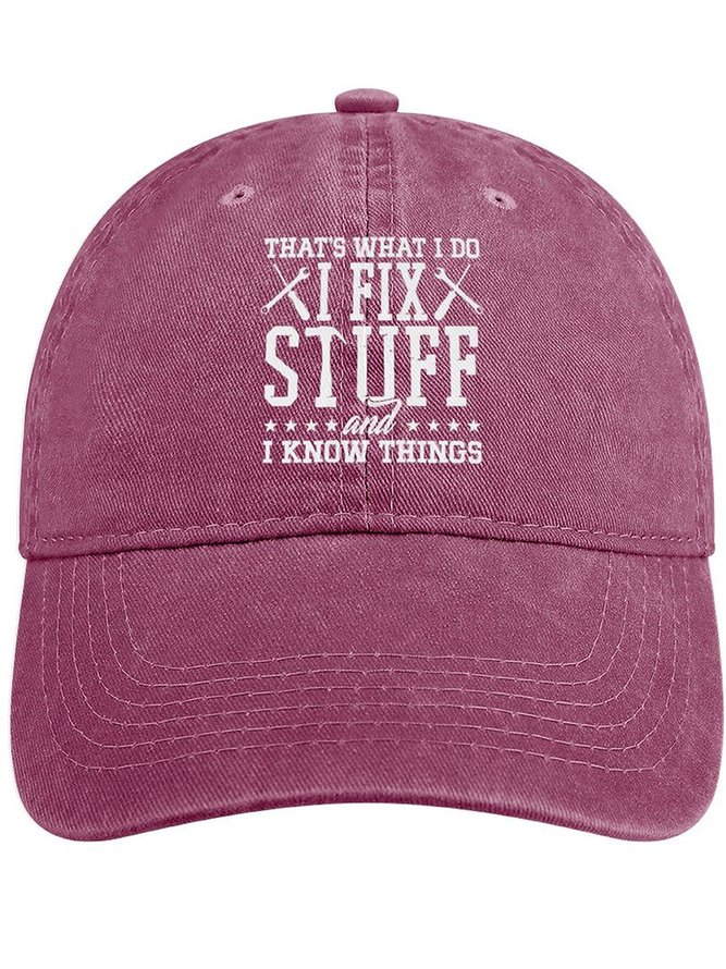 Men's /Women's That's What I Do I Fix Stuff And I Know Things Funny Graphic Printing Regular Fit Adjustable Denim Hat