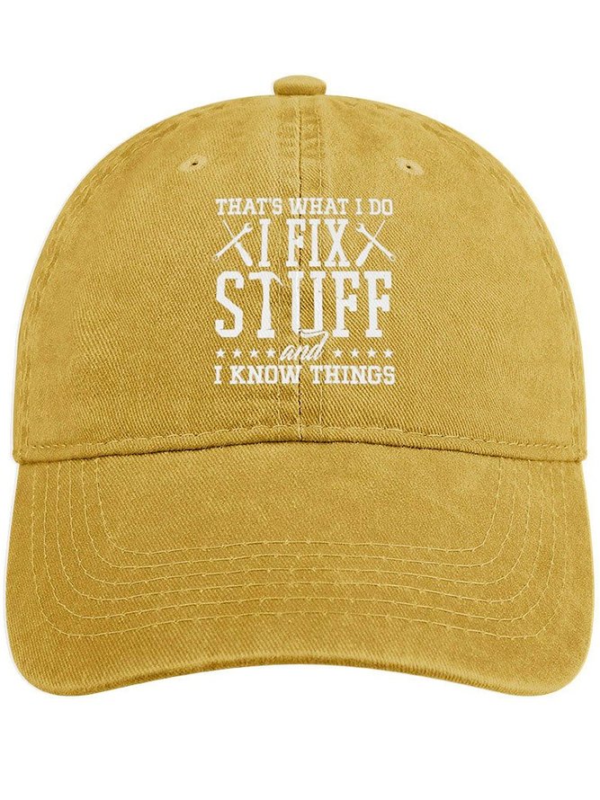 Men's /Women's That's What I Do I Fix Stuff And I Know Things Funny Graphic Printing Regular Fit Adjustable Denim Hat