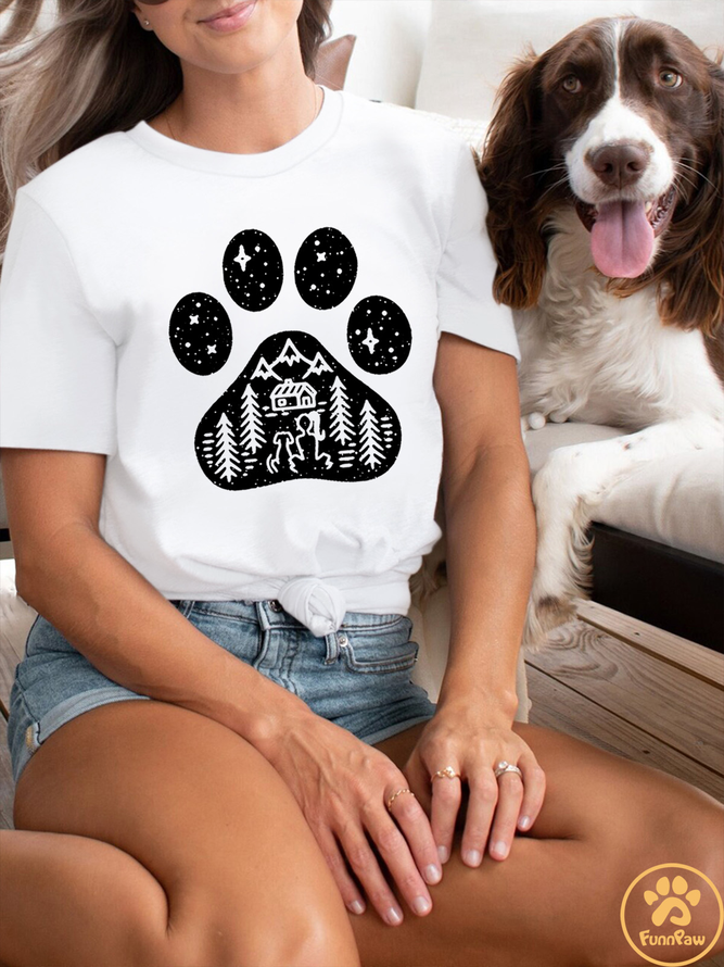 Lilicloth X Funnpaw Women's Dog Paw Camping Best Gift For Dog Lover T-Shirt
