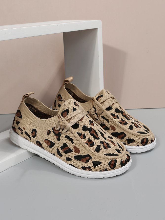 Leopard Print Fly Woven Sneakers