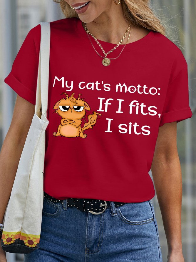 Lilicloth X Paula My Cat's Motto If I Fits I Sits Women's Crew Neck T-Shirt