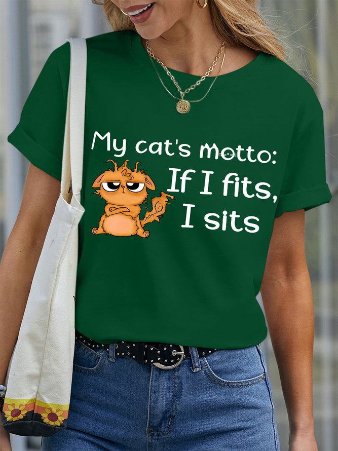 Lilicloth X Paula My Cat's Motto If I Fits I Sits Women's Crew Neck T-Shirt