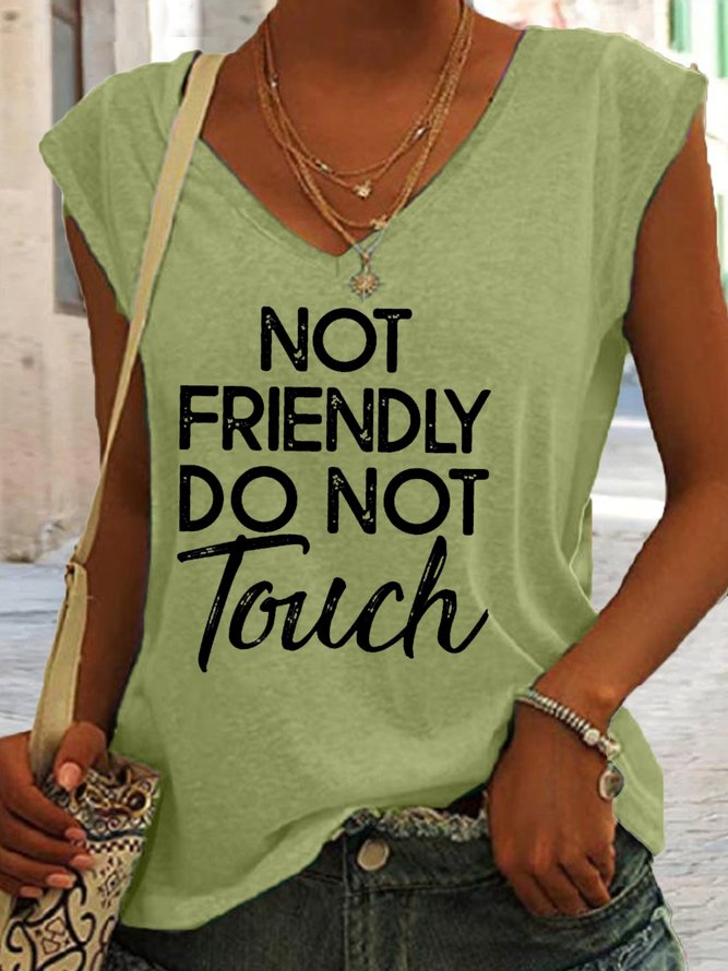 Women's Funny Sarcasm Hoodie, Not Friendly Do Not Touch Letters Casual Tank Top