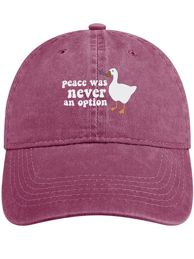 Men's /Women's Men's Peace Was Never An Option Funny Silly Goose Graphic Printing Funny Graphic Printing Regular Fit Adjustable Denim Hat Regular Fit Adjustable Denim Hat