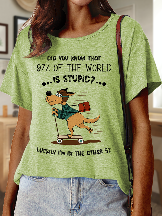 Lilicloth X Jessanjony Did You Know That 97% Of The World Is Stupid Luckily I'm In The Other 5% Women's Funny Text T-Shirt