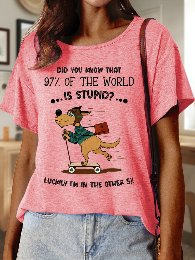 Lilicloth X Jessanjony Did You Know That 97% Of The World Is Stupid Luckily I'm In The Other 5% Women's Funny Text T-Shirt