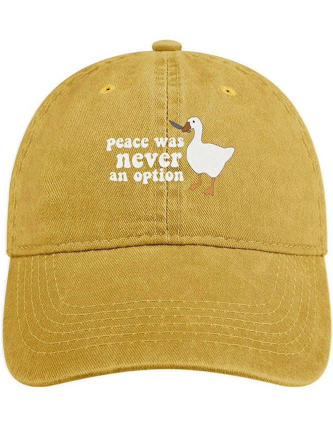 Men's /Women's Men's Peace Was Never An Option Funny Silly Goose Graphic Printing Funny Graphic Printing Regular Fit Adjustable Denim Hat Regular Fit Adjustable Denim Hat