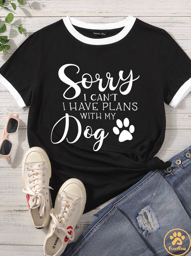 Lilicloth X Funnpaw Women's Sorry I Can't I Have Plan With My Dog Matching T-Shirt