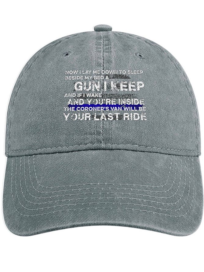 Men's /Women's Now I Lay Me Down To Sleep Beside My Bed A Gun I Keep Funny Graphic Printing Regular Fit Adjustable Denim Hat