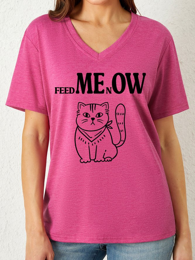 Lilicloth X Hynek Rajtr Cat Lover Funny Feed Me Now Women's V Neck T-Shirt