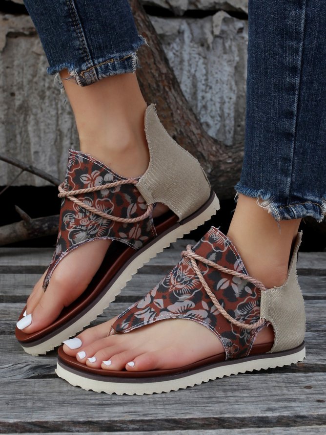 Floral Print Thong Sandals