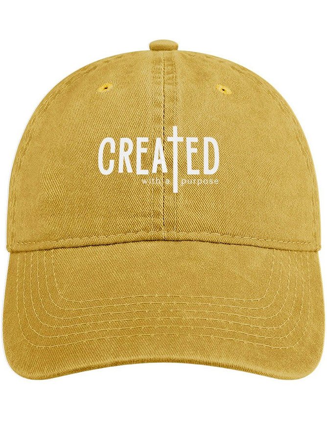 Men's /Women's Created With A Purpose Funny Graphic Printing Regular Fit Adjustable Denim Hat