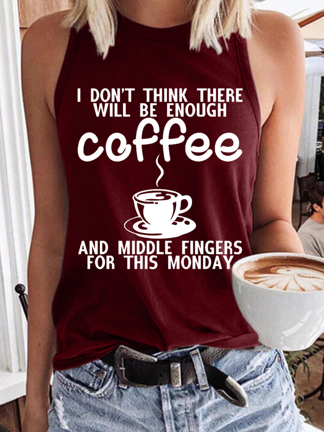 Women's Funny Saying Sarcastic Quote I Don't have Enough Coffee or Middle Fingers for Today Funny Saying Sarcastic Quote about Anxiety Casual Tank Top