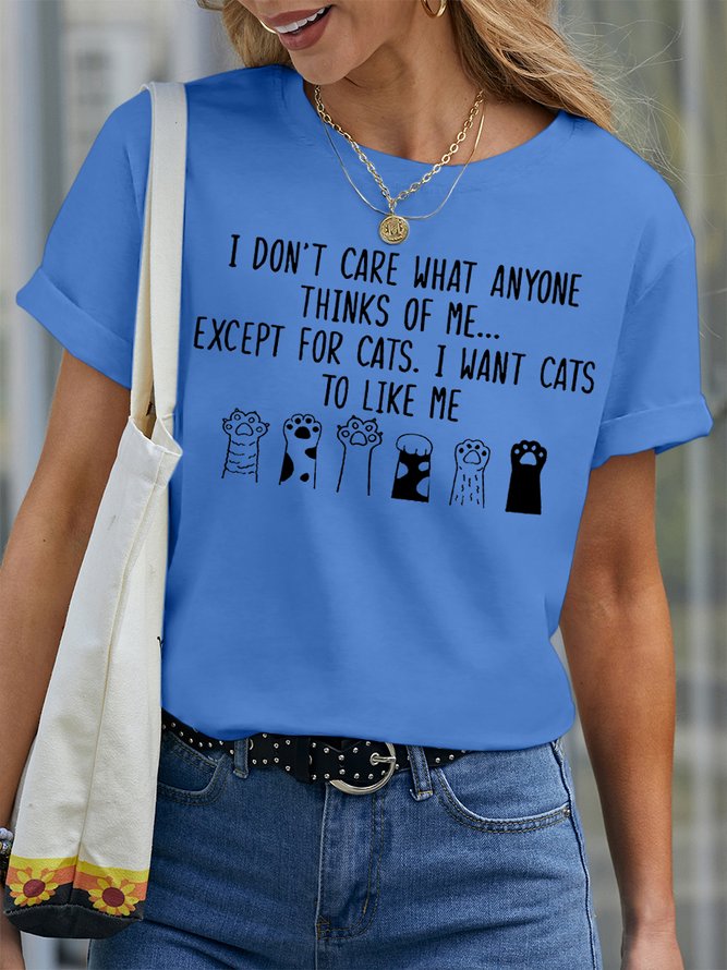 Women's I Want Cats To Like Me Letters Casual T-Shirt