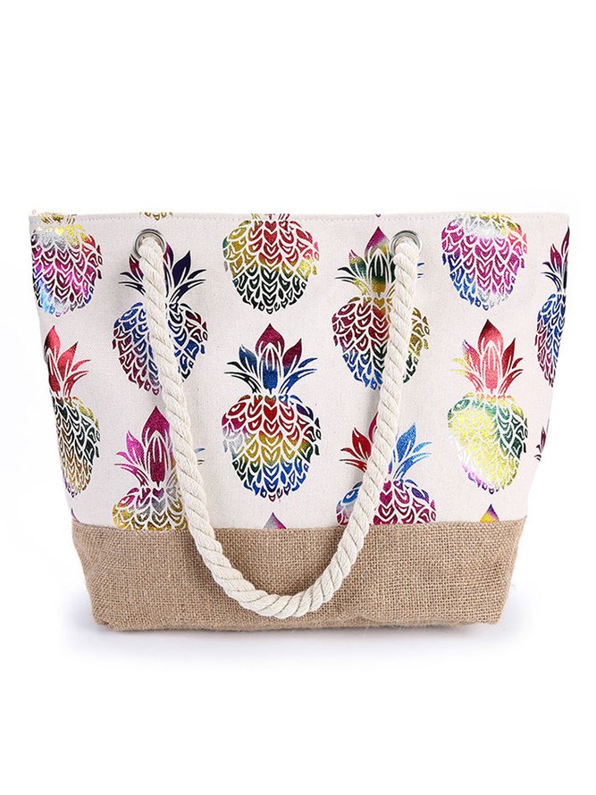 Women's Pineapple Printing Tote Handbags