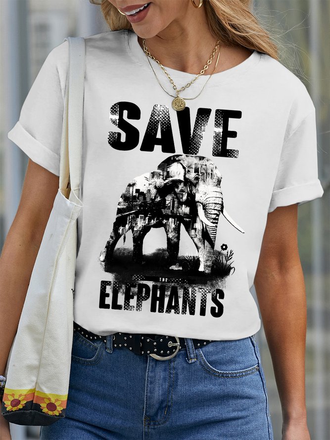 Lilicloth X Cadzart Save Elephant Women's Casual T-Shirt