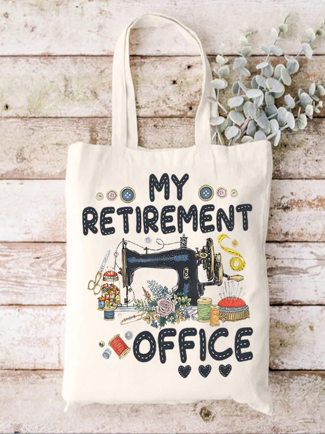 Women's Funny Word Sewing My Retirement Office Text Letters Shopping Tote