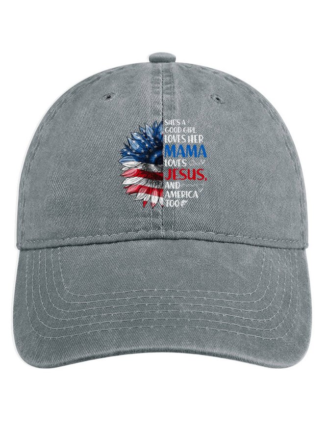 She’s A Good Girl Loves Her MAMA Loves Jesus And America Too Denim Hat