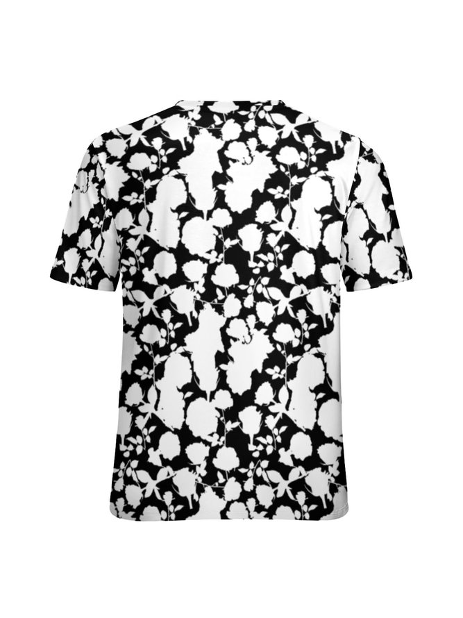 Black And White Casual  Blend T-Shirt